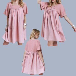 New w tags!  In February Women's Sz L Flowing Light Pink Babydoll Dress